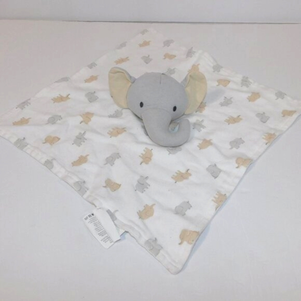 Bon Bebe Gray Elephant Print Security blanket baby lovey nunu soother comforter